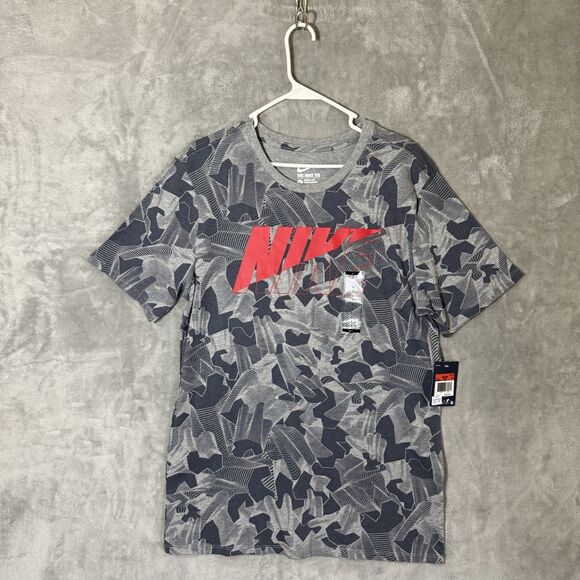 NWT NIKE Shirt L Gray Red White MOVING MOUNTAINS Graphic Spellout Tee Swoosh - Picture 2 of 10
